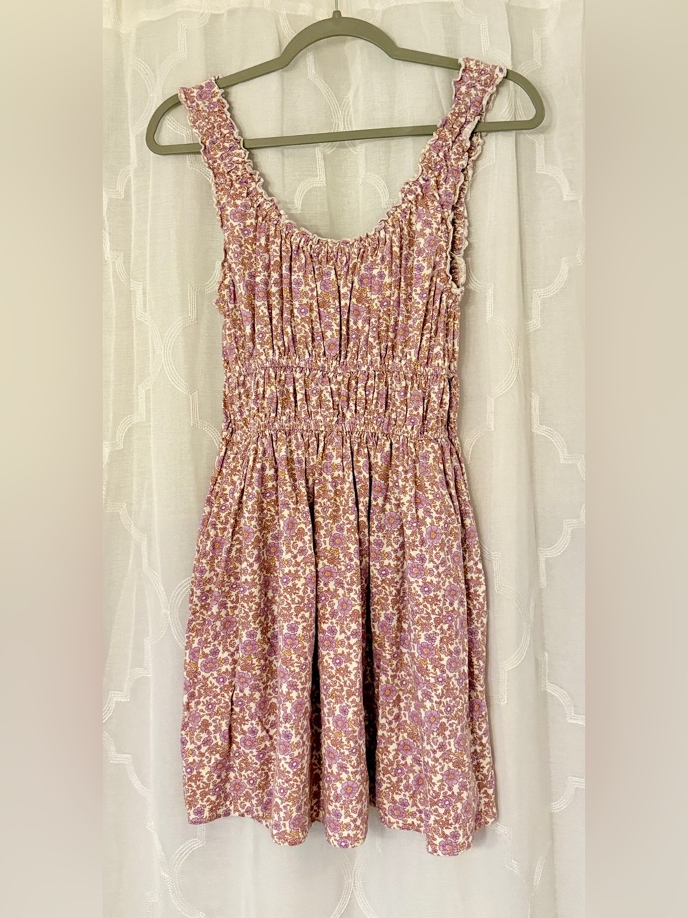 American Eagle Small Pink Floral Smocked Mini Sundress